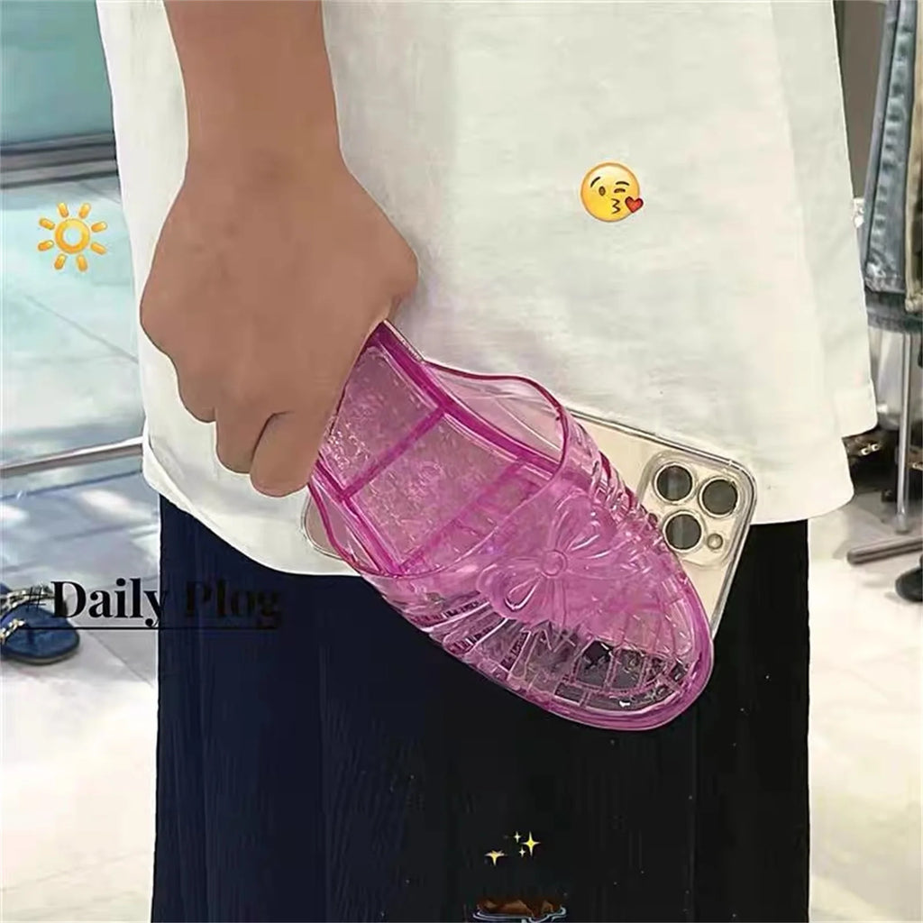 Funny Shoe Case Korean Cute 3D Crystal Slipper Phone Case For iPhone 15 14 13 12 11 Pro Max Kawaii Shockproof Back Cover Funda