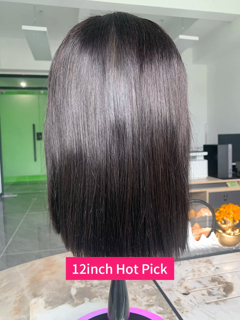 5x5 13x4 13x6 Bone Straight Bob Short Wigs Half Lace Front Wig Human Hair Vietnamese Raw Human Hair Lace Frontal Wig 250 Density