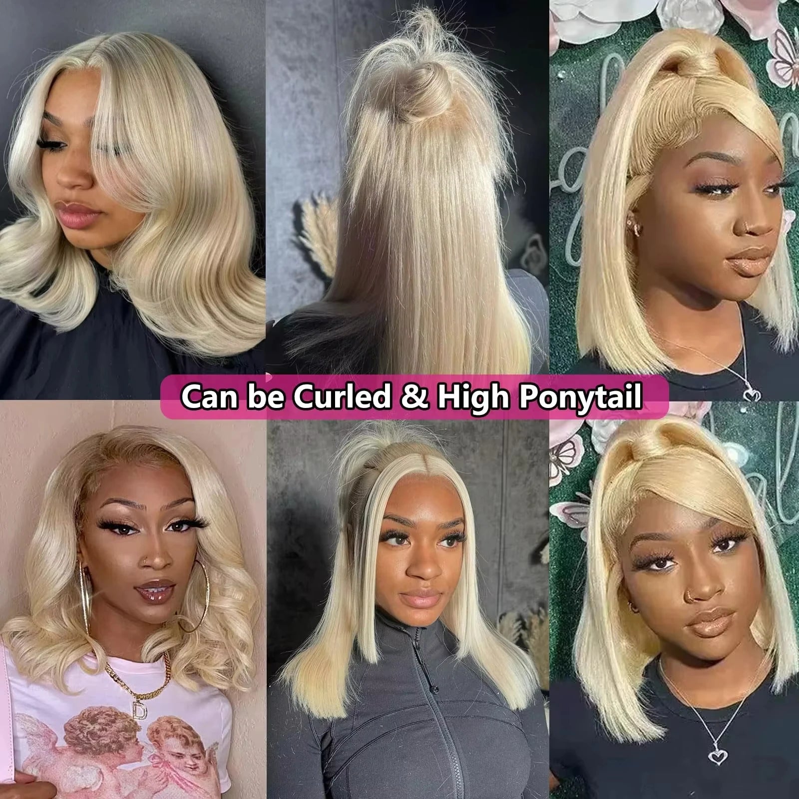 613 Honey Blonde Short Bob 13x6 Lace Front 100% Human Hair Wigs Closure Bone Straight 13x4 HD Lace Frontal Human Hair Wigs