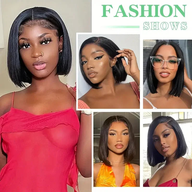Bone Straight Wear And Go Glueless Bob Wigs For Women Ready To Go Human Hair Wigs 13x4 Lace Frontal Wigs Human Hair Natural 180%