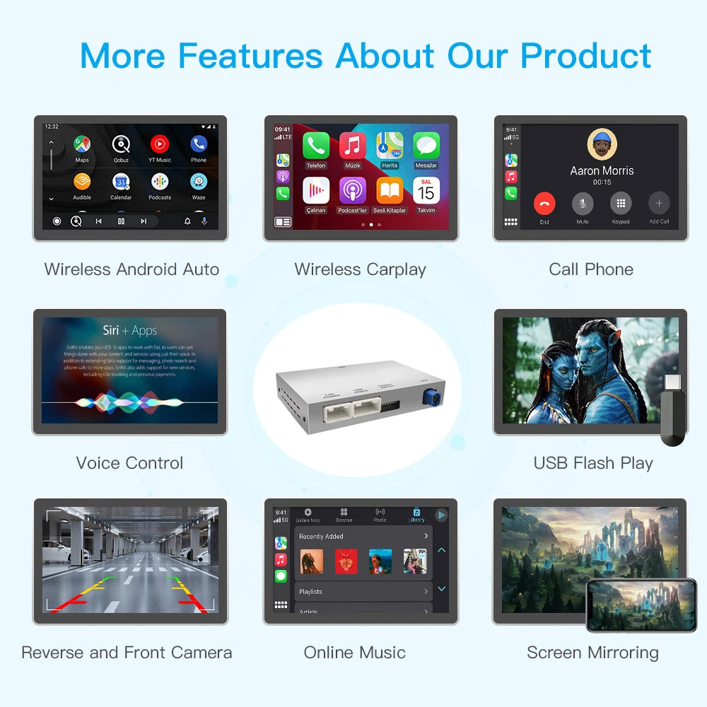 AUTOABC Wireless CarPlay for Audi A4 B9 A5 2015-2019  Android Auto Mirror Link AirPlay Reverse Camera Multimedia Accessories