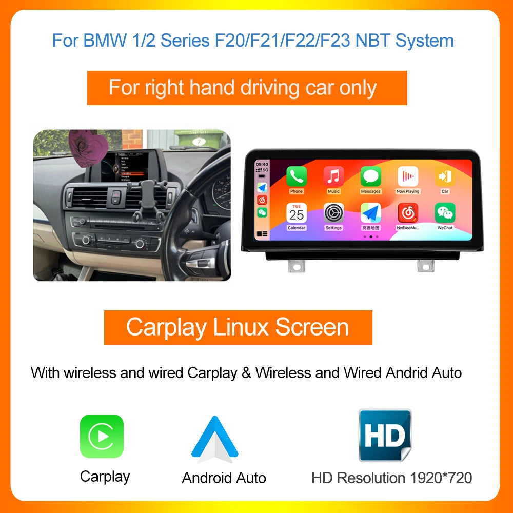 AUTOTOP 10.25”1920*720 Wireless Carplay Android Auto Car multimedia player for F20 F21 F22 F30 F31 F32 F33 F34 F36 NBT 2013-2017