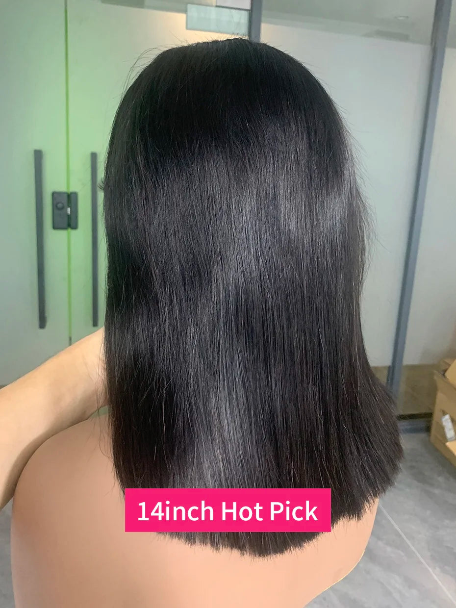 5x5 13x4 13x6 Bone Straight Bob Short Wigs Half Lace Front Wig Human Hair Vietnamese Raw Human Hair Lace Frontal Wig 250 Density