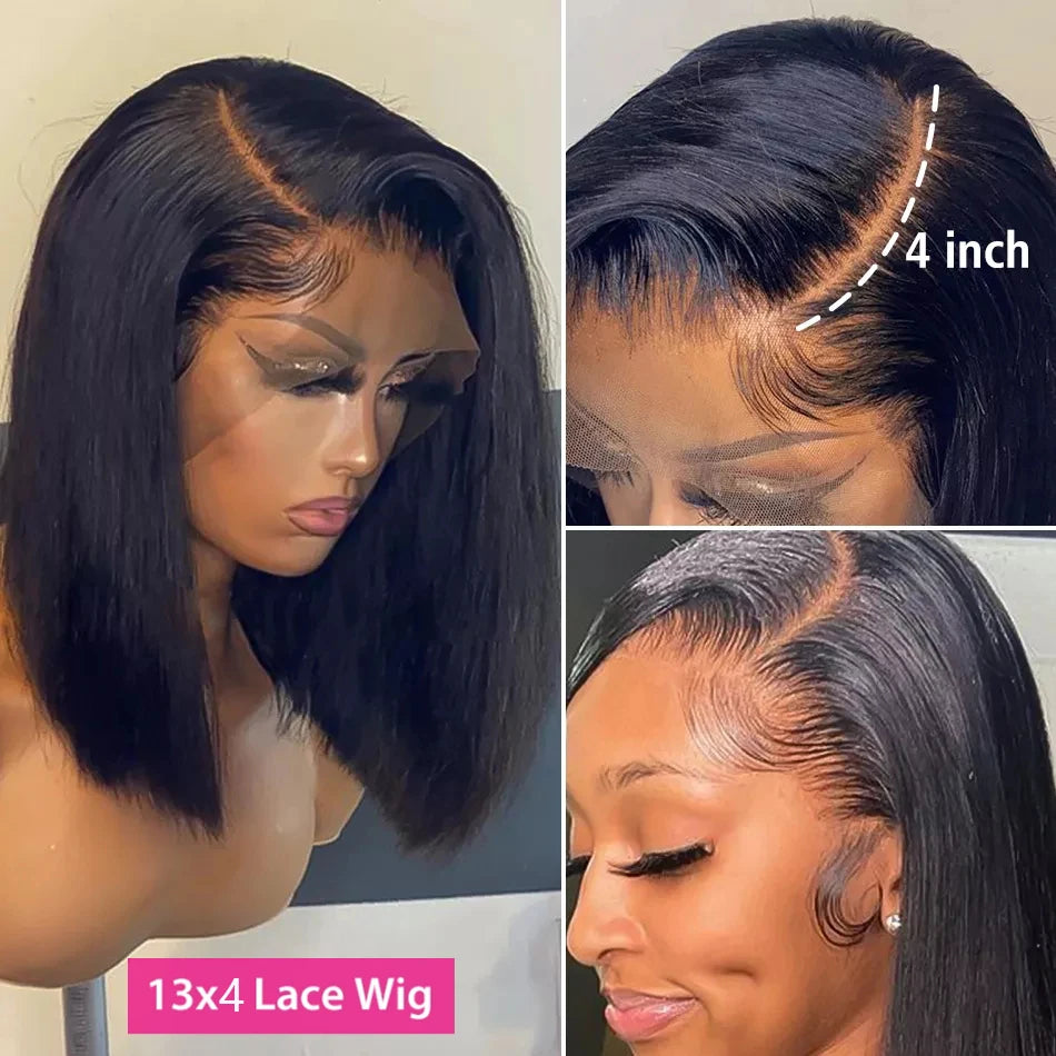 Bone Straight Bob Wig Lace Front Human Hair Wigs Pre Plucked HD Transparent Lace Frontal Wig 13x4 Frontal Wigs Isee Hair 180%