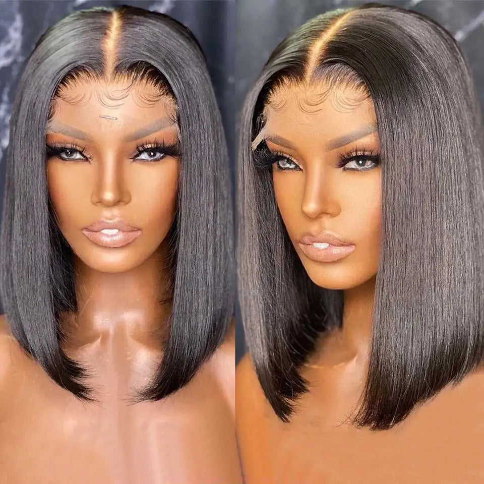 Bone Straight Bob Wig Lace Front Human Hair Wigs Pre Plucked HD Transparent Lace Frontal Wig 13x4 Frontal Wigs Isee Hair 180%