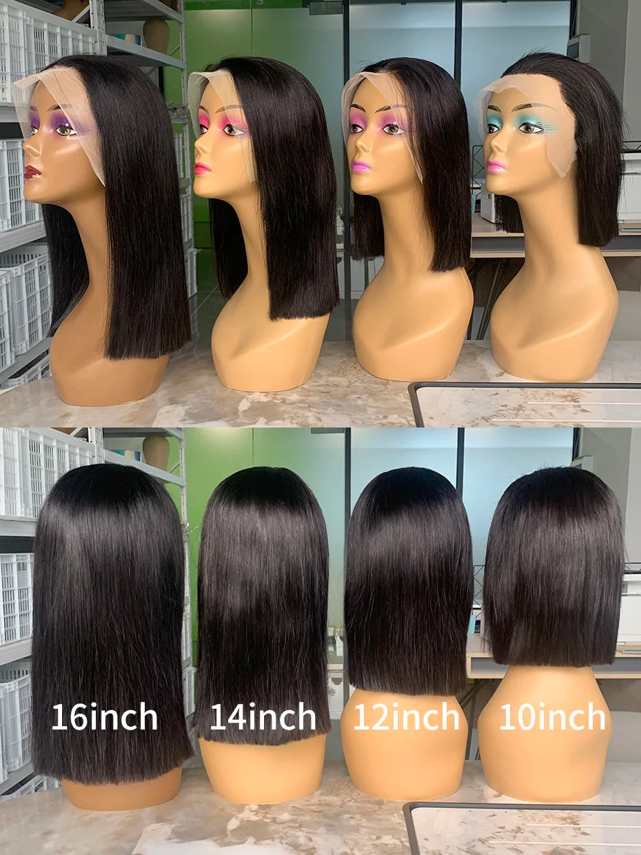 100 Raw Vietnamese Bone Straight 5x5 13x4 13x6 Glueless Wig Human Hair Ready to Wear Transparent Double Drawn Bob Wig Human Hair