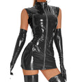 Clubwear Womens Clubwear Women's PVC Wet Look Leather Sleeveless Zip Bodycon Dress Perfect for Night Activities