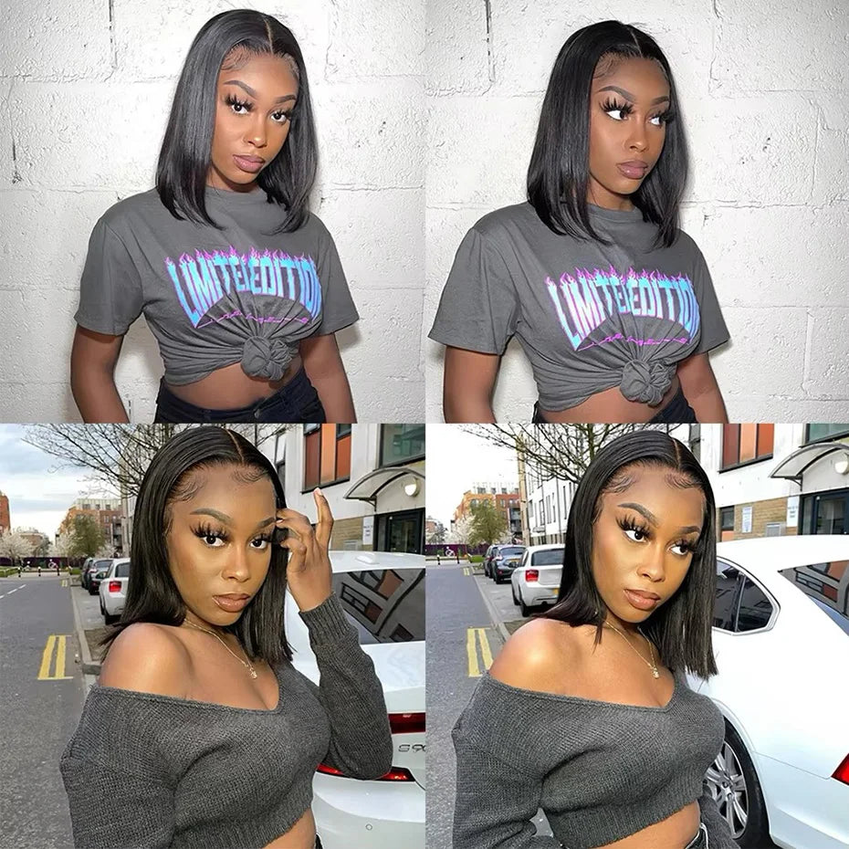 100 Raw Vietnamese Bone Straight 5x5 13x4 13x6 Glueless Wig Human Hair Ready to Wear Transparent Double Drawn Bob Wig Human Hair