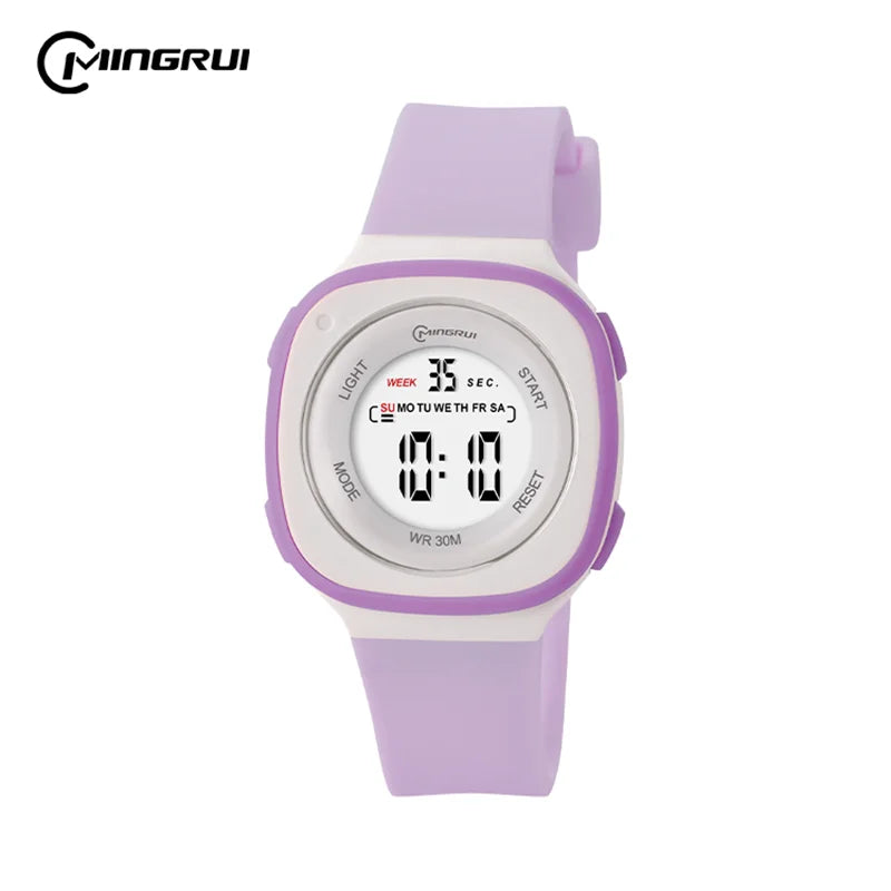 Children Watches Waterproof Purple Digital Kids Watch For Boys Girls Fashion Student Electronic Wristwatch Alarm Clocks