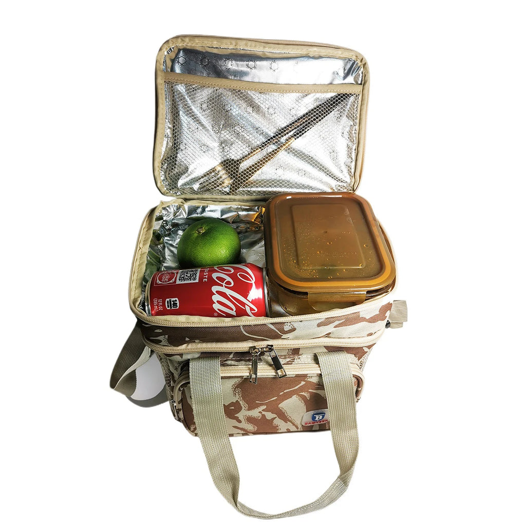 Camping Thermal Lunch Bags Double Layer Insulated Picnic Food Drink Beverage Ice Cooler Bag School Outdoor Travel Storage Bags