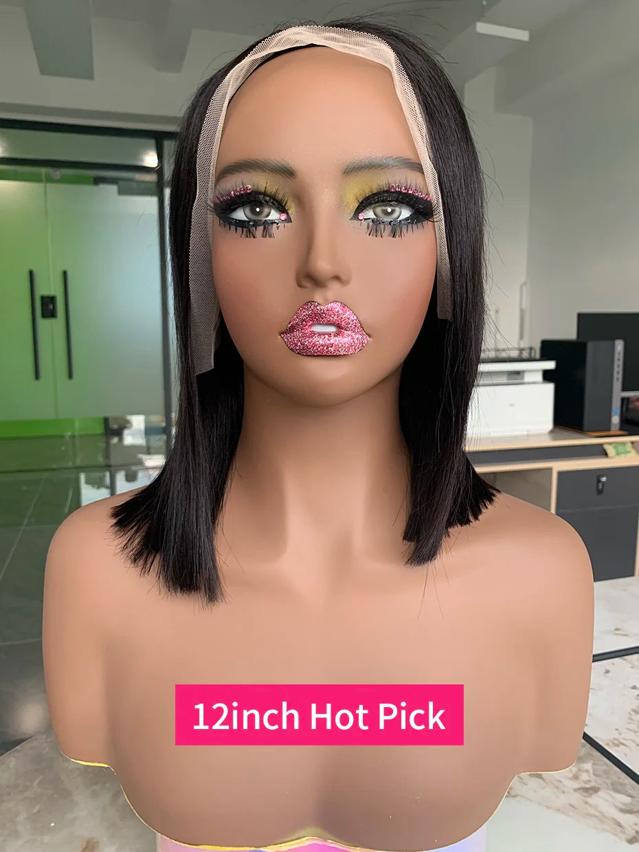 5x5 13x4 13x6 Bone Straight Bob Short Wigs Half Lace Front Wig Human Hair Vietnamese Raw Human Hair Lace Frontal Wig 250 Density