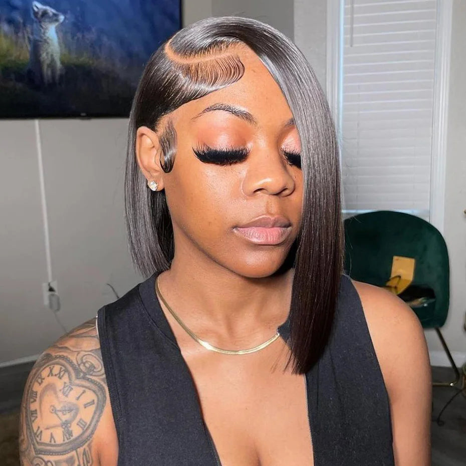 100 Raw Vietnamese Bone Straight 5x5 13x4 13x6 Glueless Wig Human Hair Ready to Wear Transparent Double Drawn Bob Wig Human Hair