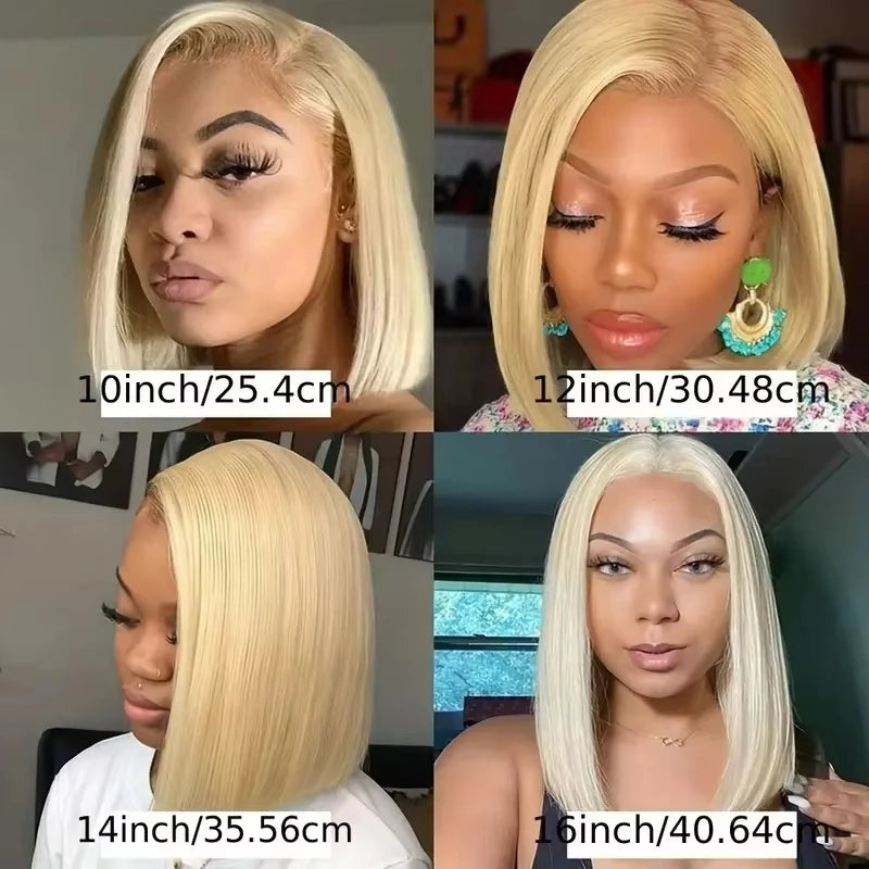 613 Honey Blonde Short Bob 13x6 Lace Front 100% Human Hair Wigs Closure Bone Straight 13x4 HD Lace Frontal Human Hair Wigs