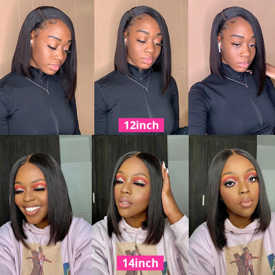Bone Straight Bob Wig Lace Front Human Hair Wigs Pre Plucked HD Transparent Lace Frontal Wig 13x4 Frontal Wigs Isee Hair 180%