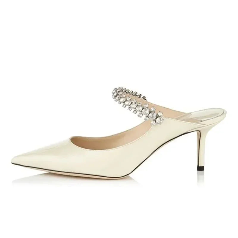 2025 new high heels patent leather pointed rhinestone fashion shoes