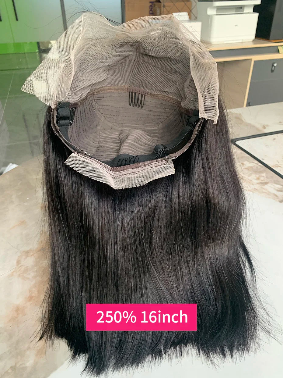 100 Raw Vietnamese Bone Straight 5x5 13x4 13x6 Glueless Wig Human Hair Ready to Wear Transparent Double Drawn Bob Wig Human Hair