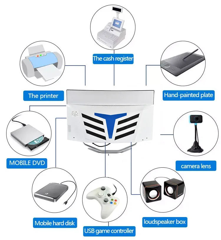 32" Core I7 Pc Gamer I9 Monoblock Curved Monitor Computadora 8GB 16GB 32GB RAM 1TB SSD AIO Computer All In One Pc Gaming