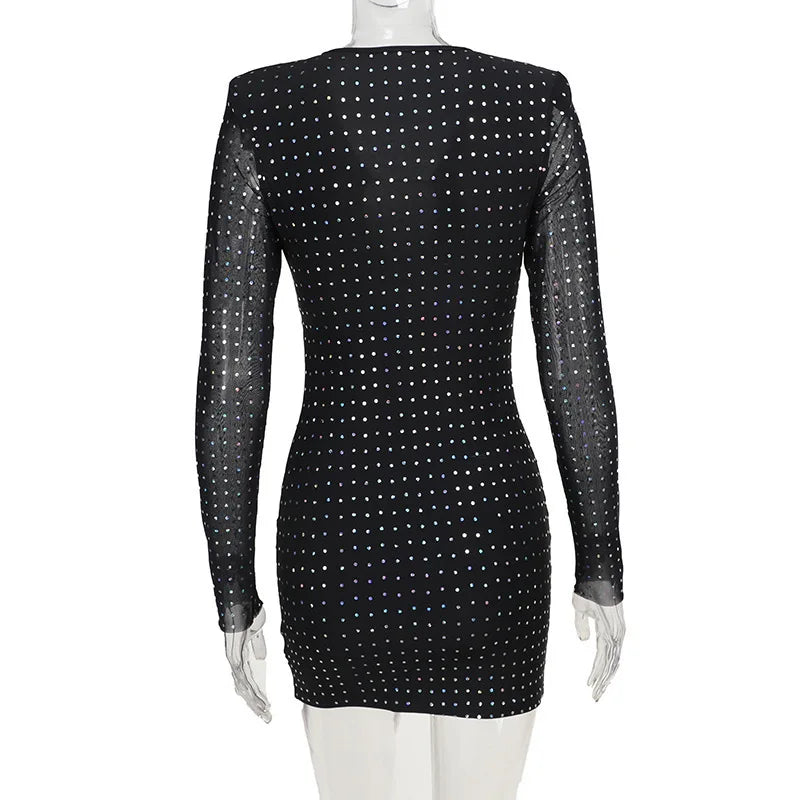 2024 Club Bodycon Clothes Hollow Out Sexy Corset Mini Dress Sexy Dresses For Women Sequined Bodycon Slim Streetwear Party Dress