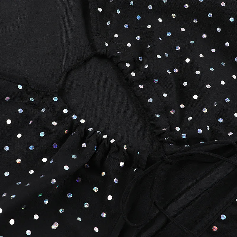 2024 Club Bodycon Clothes Hollow Out Sexy Corset Mini Dress Sexy Dresses For Women Sequined Bodycon Slim Streetwear Party Dress