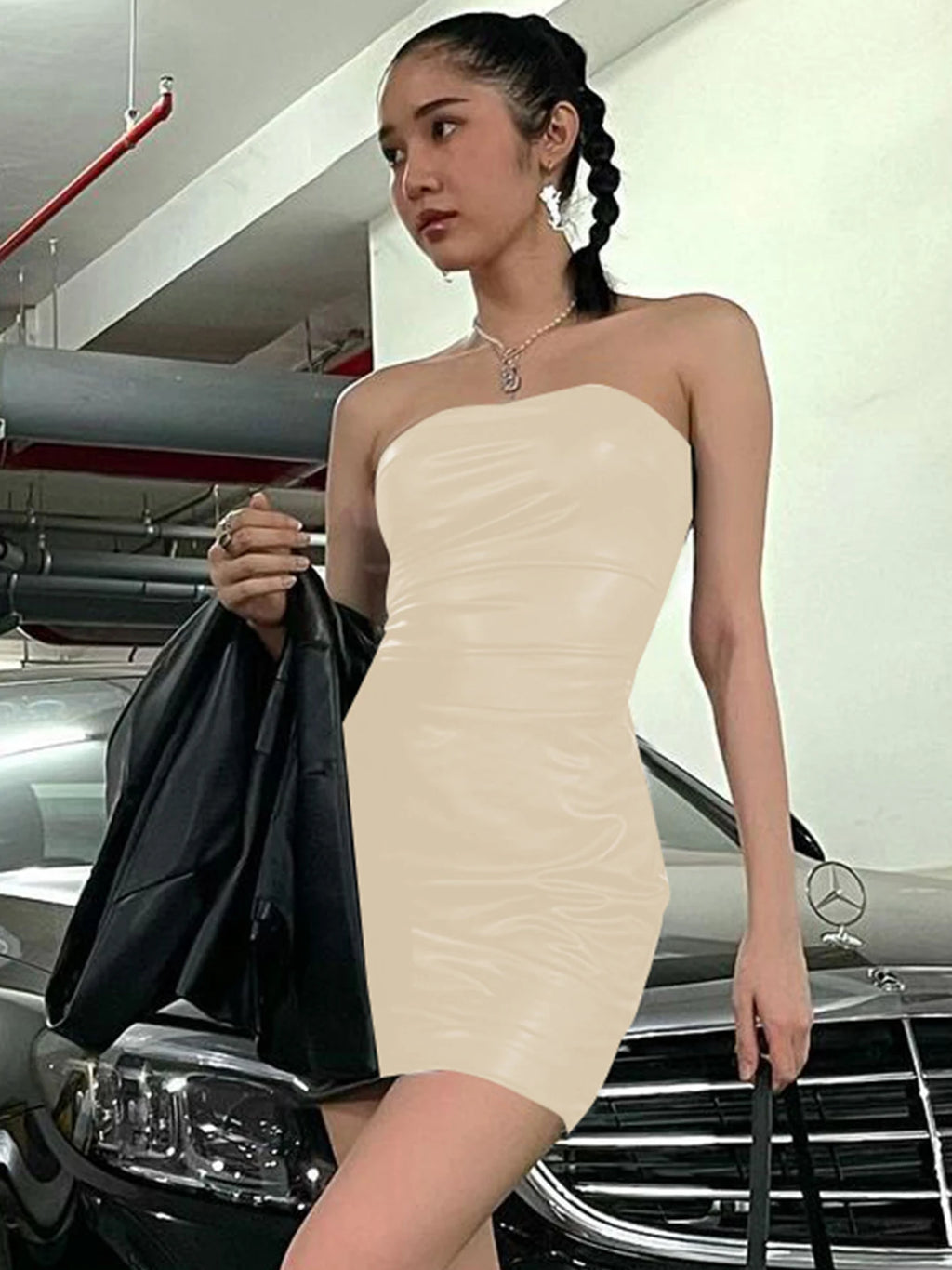 Hawthaw Women Fashion Party Club Streetwear Bodycon Black Mini Dress 2024 Summer Clothes