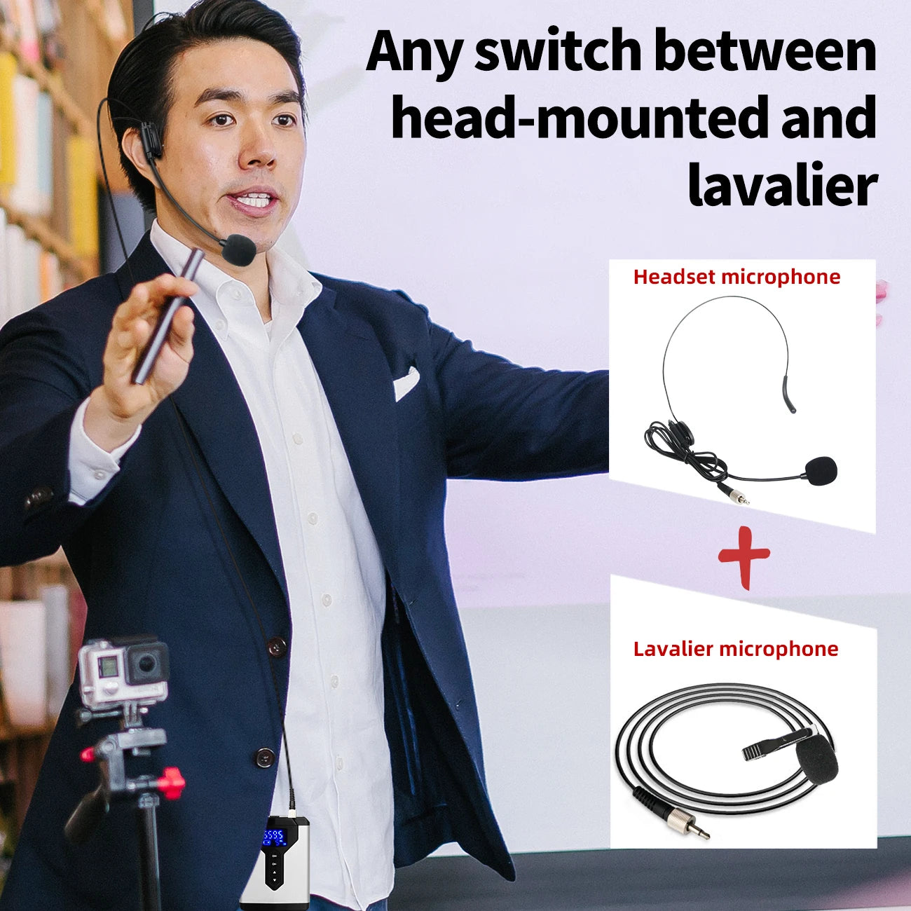 Wireless Lavalier Lapel Microphone System Depusheng Q6/Q7 UHF  Mini Head Wear Mic with Bodypack Transmitter For Teacher Reporter