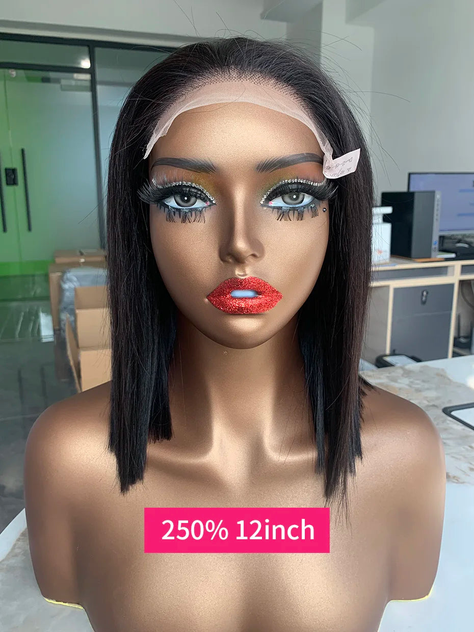 100 Raw Vietnamese Bone Straight 5x5 13x4 13x6 Glueless Wig Human Hair Ready to Wear Transparent Double Drawn Bob Wig Human Hair