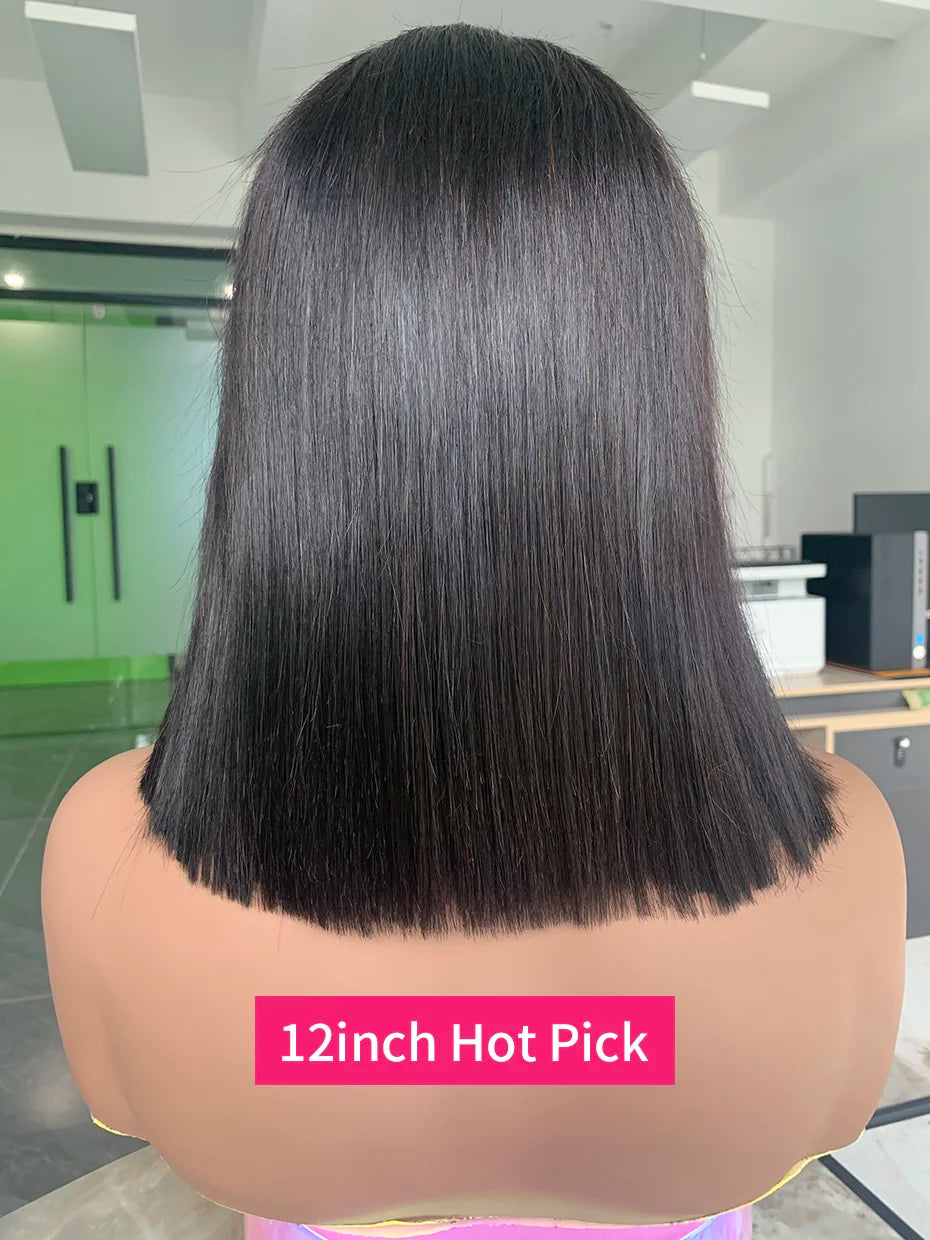 5x5 13x4 13x6 Bone Straight Bob Short Wigs Half Lace Front Wig Human Hair Vietnamese Raw Human Hair Lace Frontal Wig 250 Density