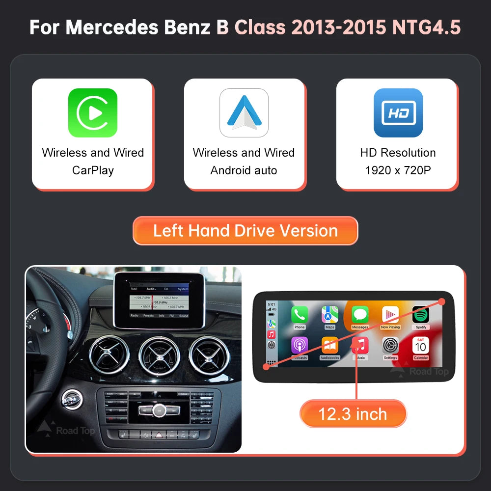 1920*720 Touch Screen Car Multimedia Display For Benz A B CLA GLA W176 W463 W246 2013-2015 NTG4.5 Wireless Carplay Android Auto