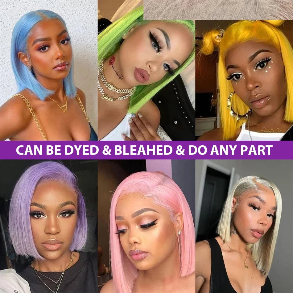 613 Honey Blonde Short Bob 13x6 Lace Front 100% Human Hair Wigs Closure Bone Straight 13x4 HD Lace Frontal Human Hair Wigs