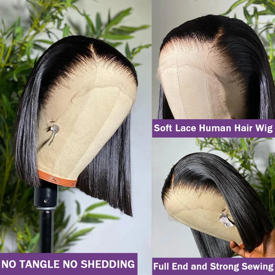 4x4 13x4 Lace Front Human Hair Bone Straight Wigs Cheap Short Bob Wig Brazilian Preplucked Lace Frontal Wigs 100% Human Hair