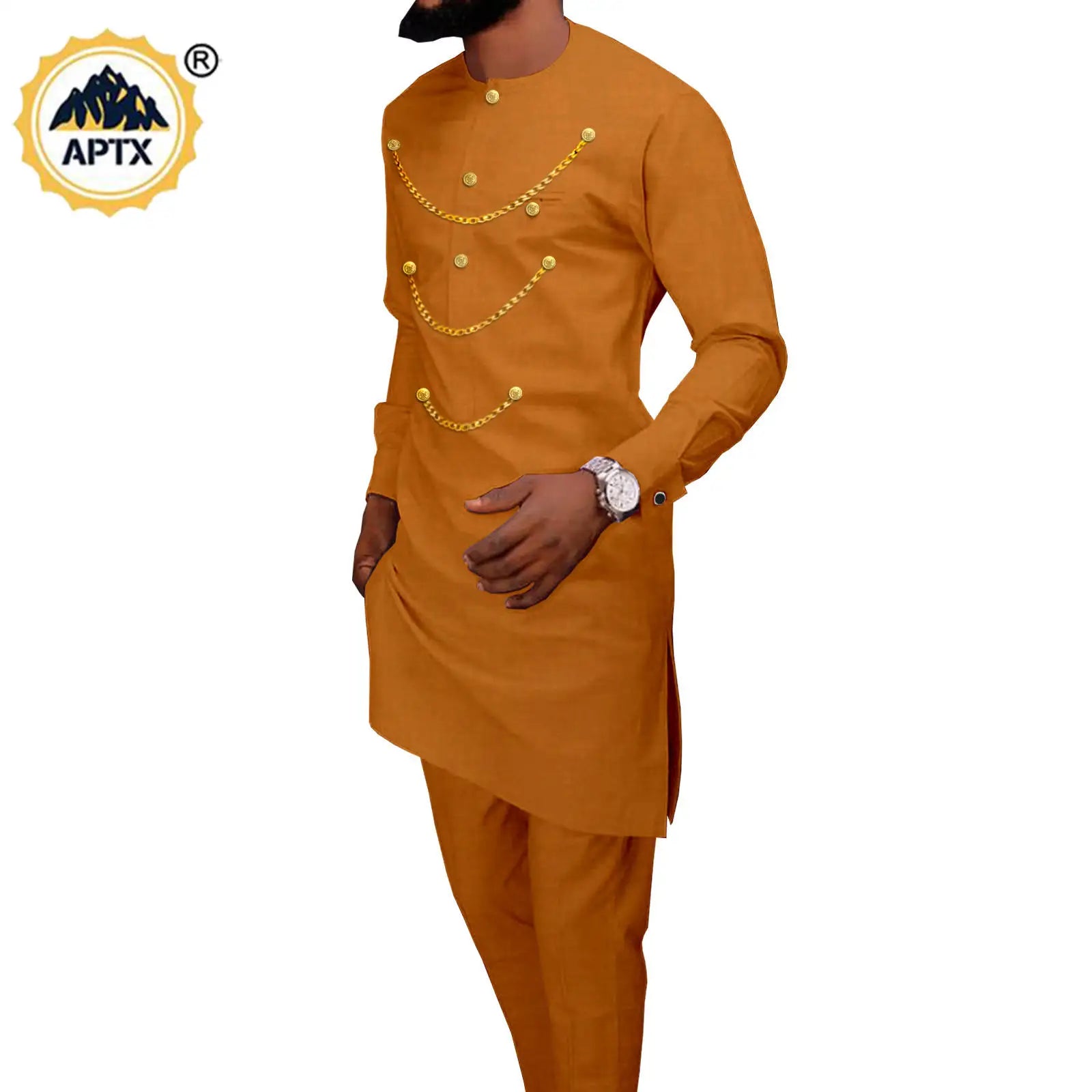 Dashiki African Slim Dresses for Women Matching Couple Outfits Men Chain Shirts and Pants Sets Wedding Party Clothes Y23C039