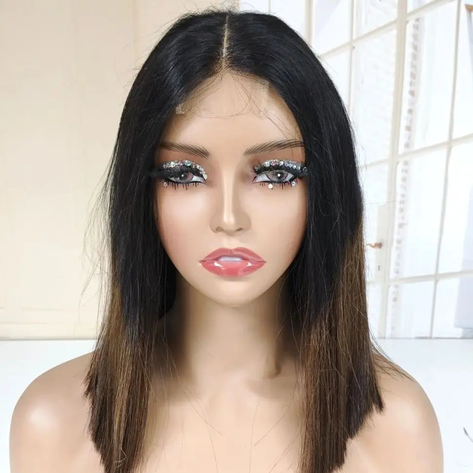 Original Vietnamese Wigs 2x6 5X5 HD Lace Closure Raw Bob Human Hair Wigs Bone Straight Hair Wig 1BT4 Ombre Color For Women