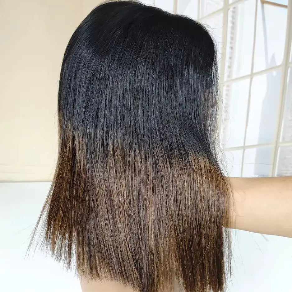 Original Vietnamese Wigs 2x6 5X5 HD Lace Closure Raw Bob Human Hair Wigs Bone Straight Hair Wig 1BT4 Ombre Color For Women