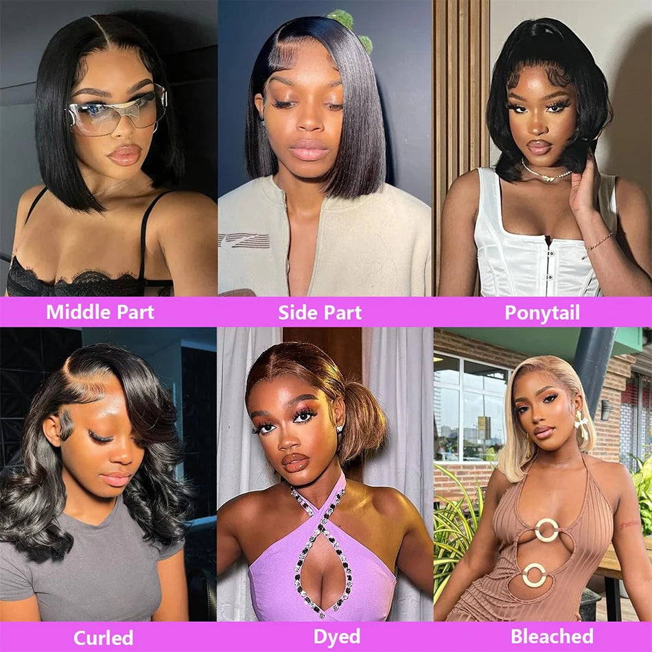 Bone Straight Wear And Go Glueless Bob Wigs For Women Ready To Go Human Hair Wigs 13x4 Lace Frontal Wigs Human Hair Natural 180%