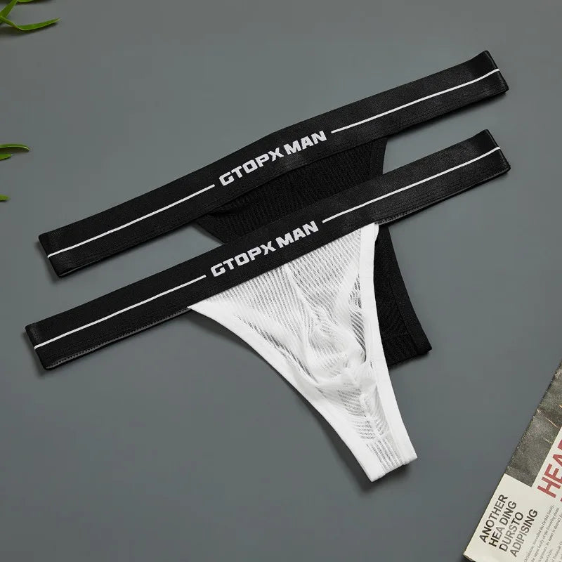 Mens Lingerie  Sexy Mesh Transparent Men Thongs