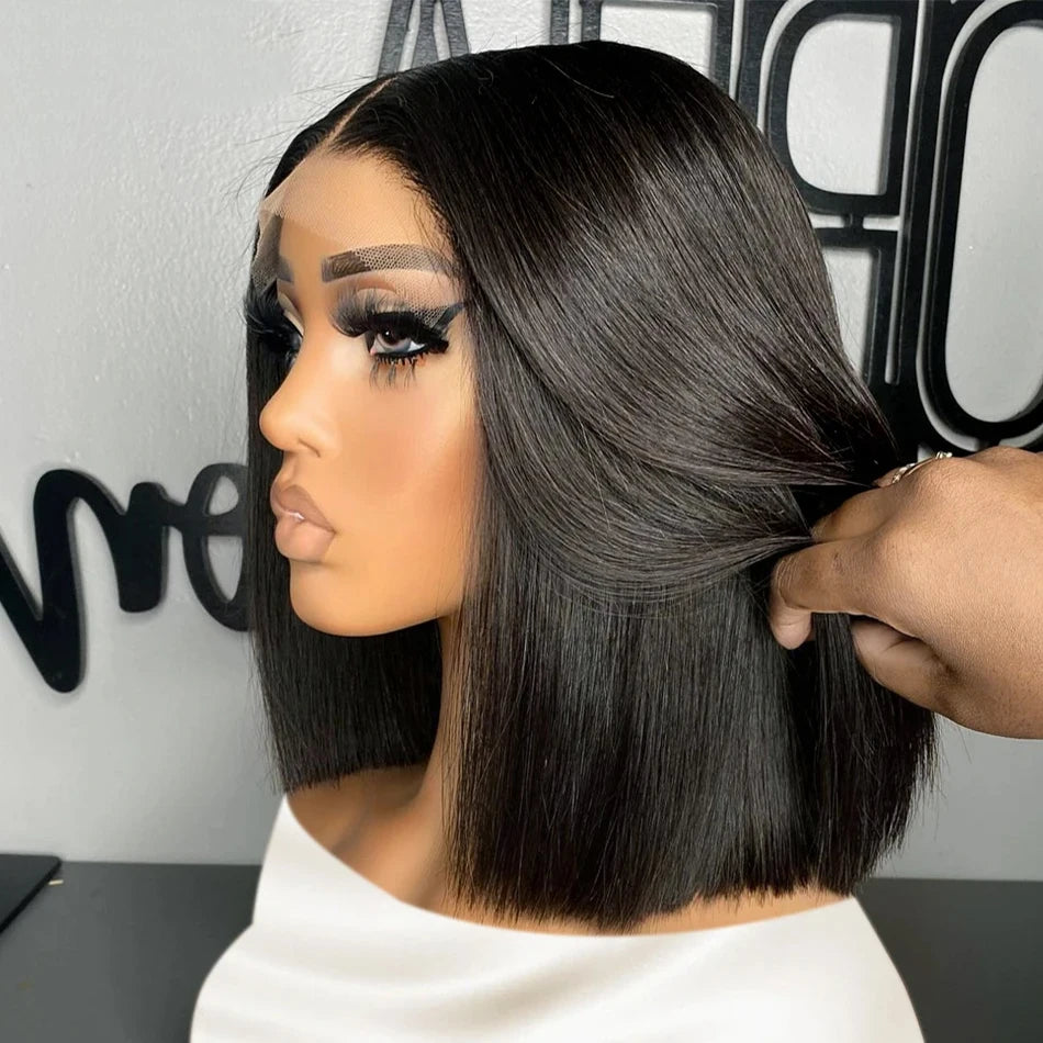 Bone Straight Wear And Go Glueless Bob Wigs For Women Ready To Go Human Hair Wigs 13x4 Lace Frontal Wigs Human Hair Natural 180%