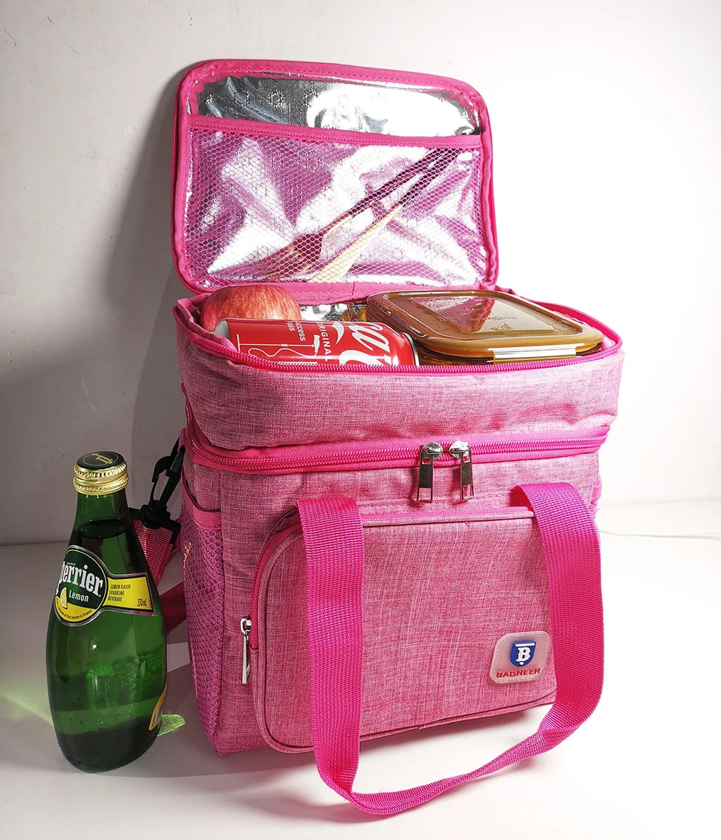 Camping Thermal Lunch Bags Double Layer Insulated Picnic Food Drink Beverage Ice Cooler Bag School Outdoor Travel Storage Bags