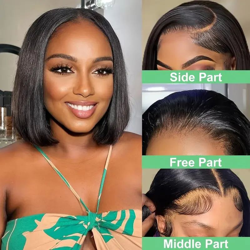 Bone Straight Wear And Go Glueless Bob Wigs For Women Ready To Go Human Hair Wigs 13x4 Lace Frontal Wigs Human Hair Natural 180%