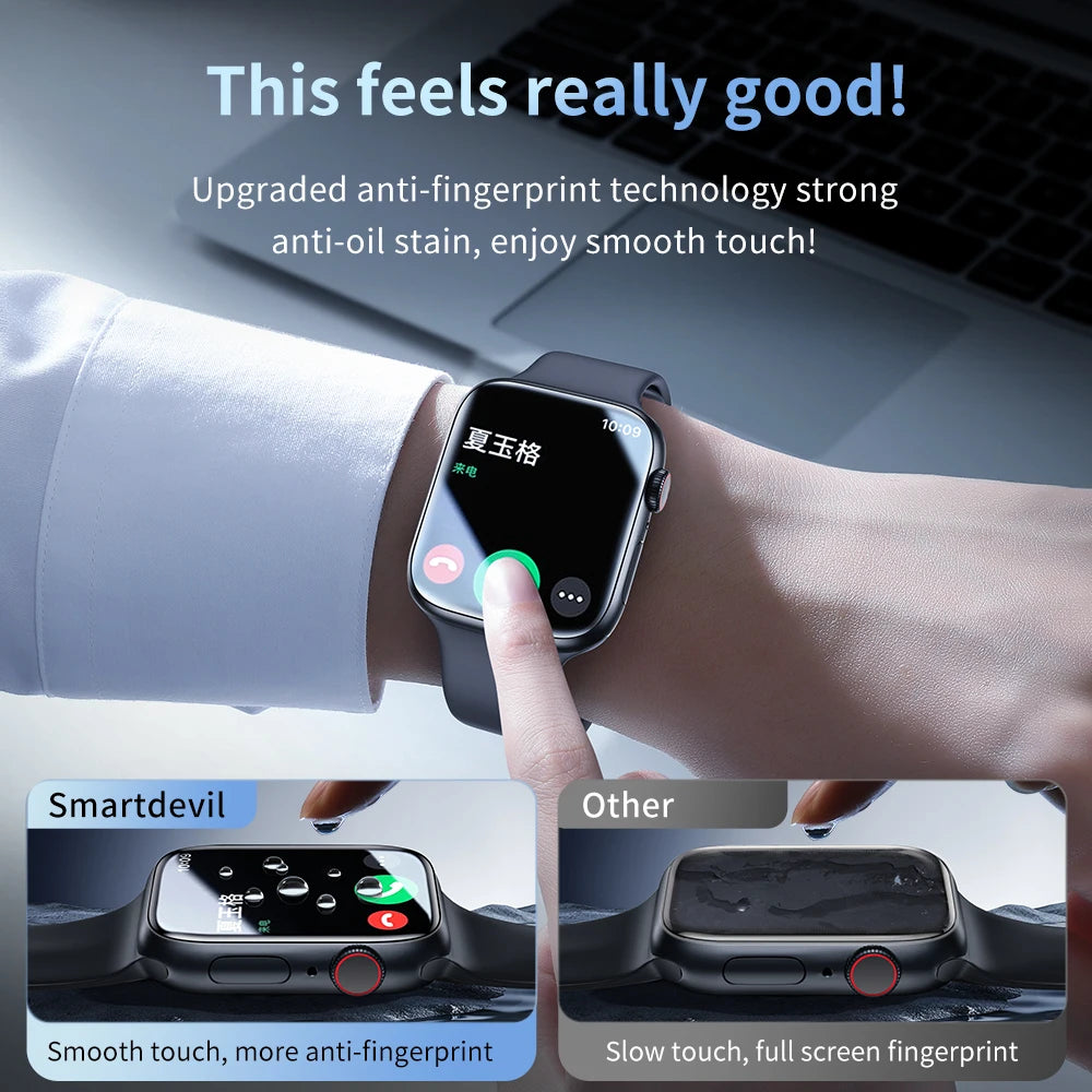 SmartDevil Full Glue Soft Film for iWatch 8 7 41mm 45mm SE 6 5 4 44mm 40mm iWatch Screen Protector HD Easy to Install