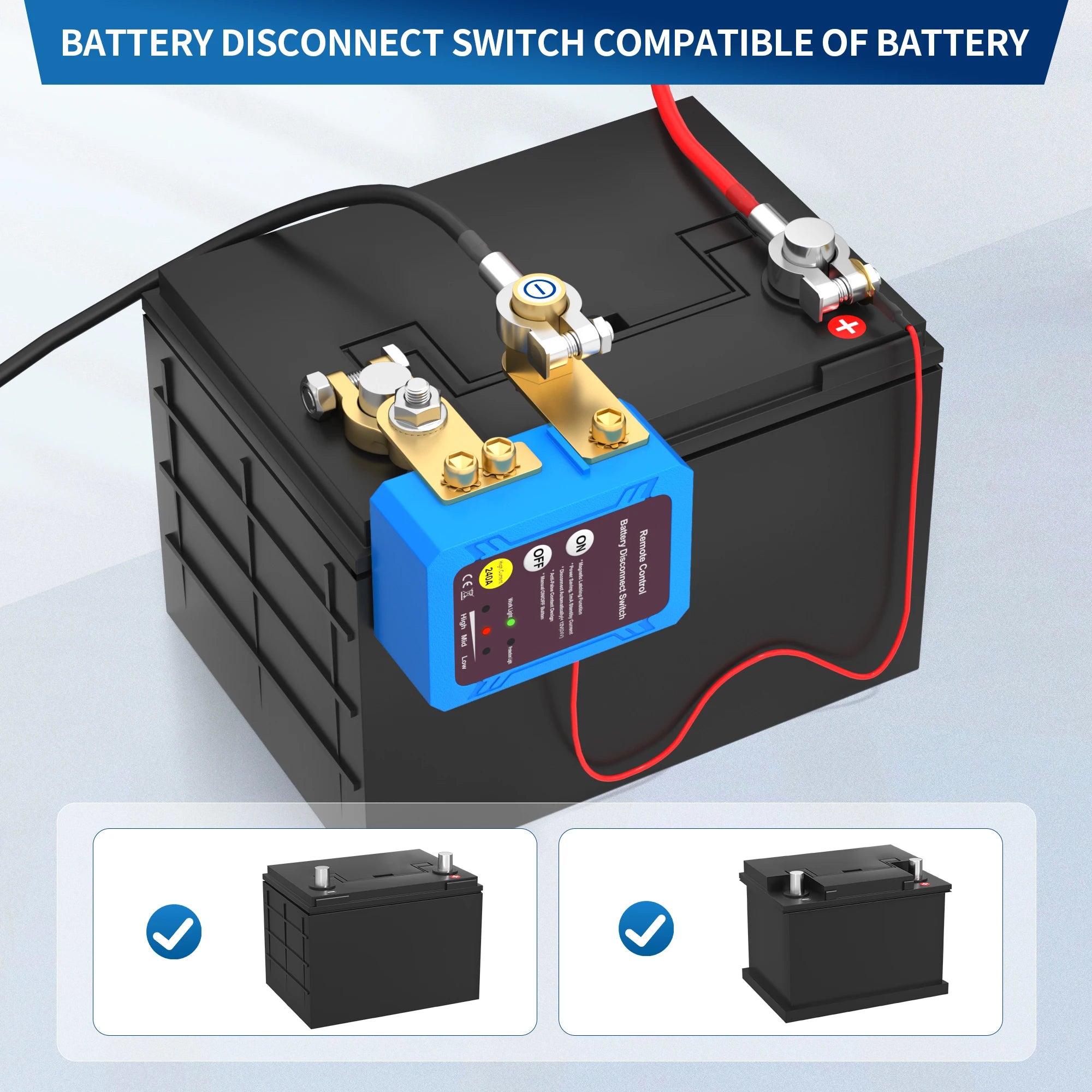 Kill Switch 12V 240A Remote Battery Disconnect Switch Automatic Power Shut Off Switchs Remote Control Switch for Auto Car Truck