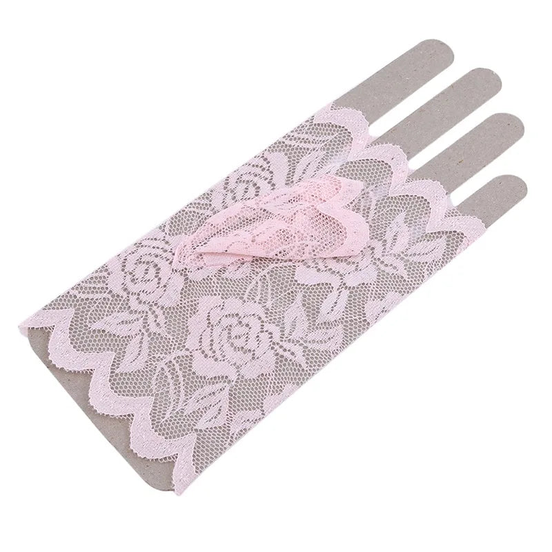 Sexy Bridal Lace Fingerless Gloves For Women Party Dressy Gloves Sunscreen Gloves Girls Mittens Black White Pink Gloves