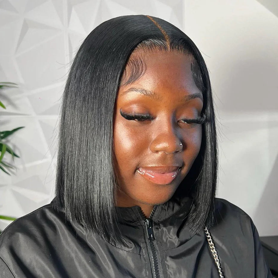 5x5 13x4 13x6 Bone Straight Bob Short Wigs Half Lace Front Wig Human Hair Vietnamese Raw Human Hair Lace Frontal Wig 250 Density