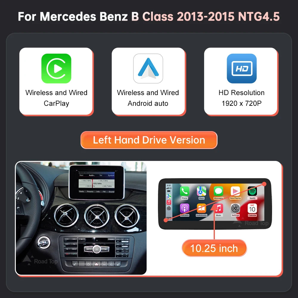 1920*720 Touch Screen Car Multimedia Display For Benz A B CLA GLA W176 W463 W246 2013-2015 NTG4.5 Wireless Carplay Android Auto