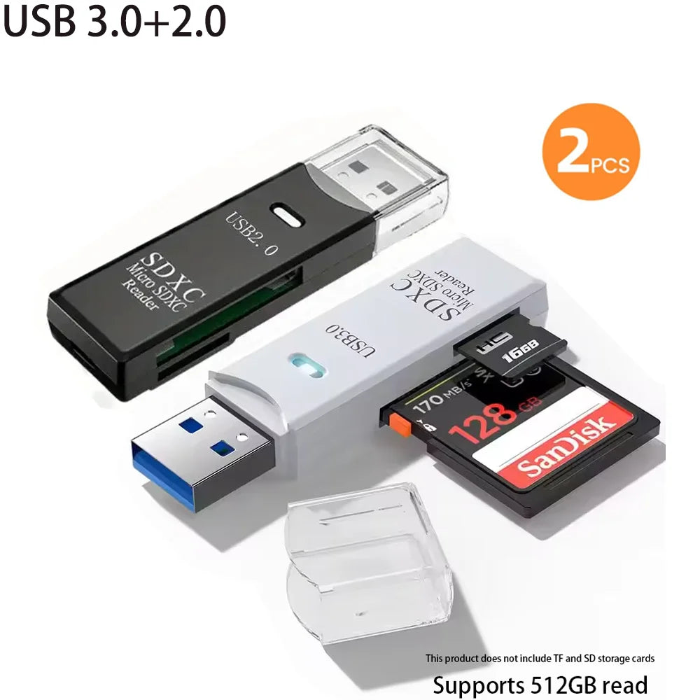2-in-1 Multi Functional  USB 3.0 Card ReaderMicro SD TFMemoryCardReaderUSBFlashDrive CardreaderAdapter For PCLaptops Accessories