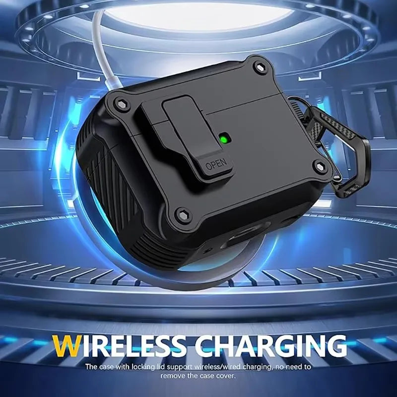 Security Lock Cover for AirPods Pro 3 2025 Case for AirPods Pro3 Pro 3rd Gen 2025 Cases Shockproof PC Headphone Fundas With Hook