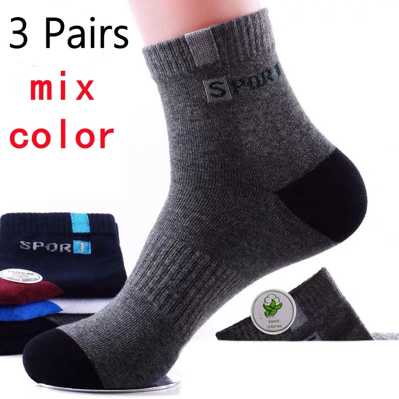 10/5/3pairs Breathable Con Sports Stockings Men Bamboo Fiber Autumn and Winter Men Socks Sweat Absorption Deodorant Business Sox