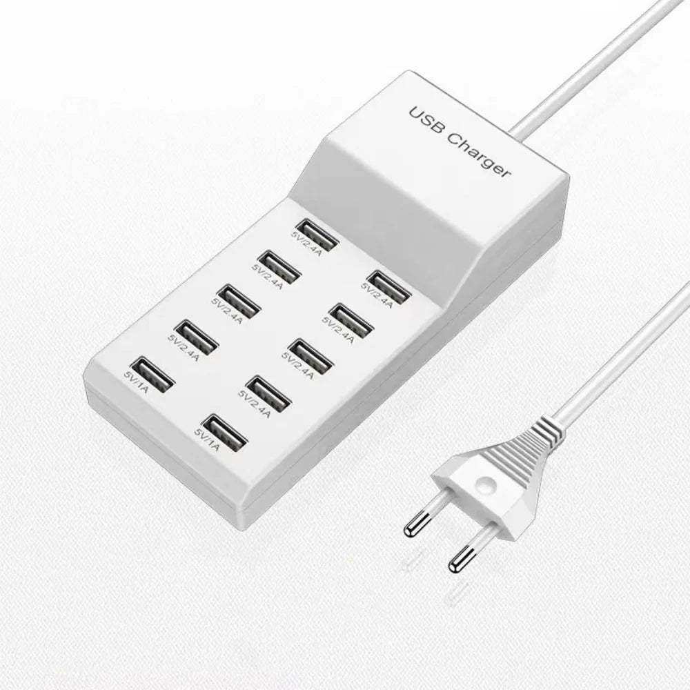 USB 10-in-1 Port Multi-function Hub Fast Charger for Cellphone Tablet Multiple Devices Extension Socket For US EU UK plug