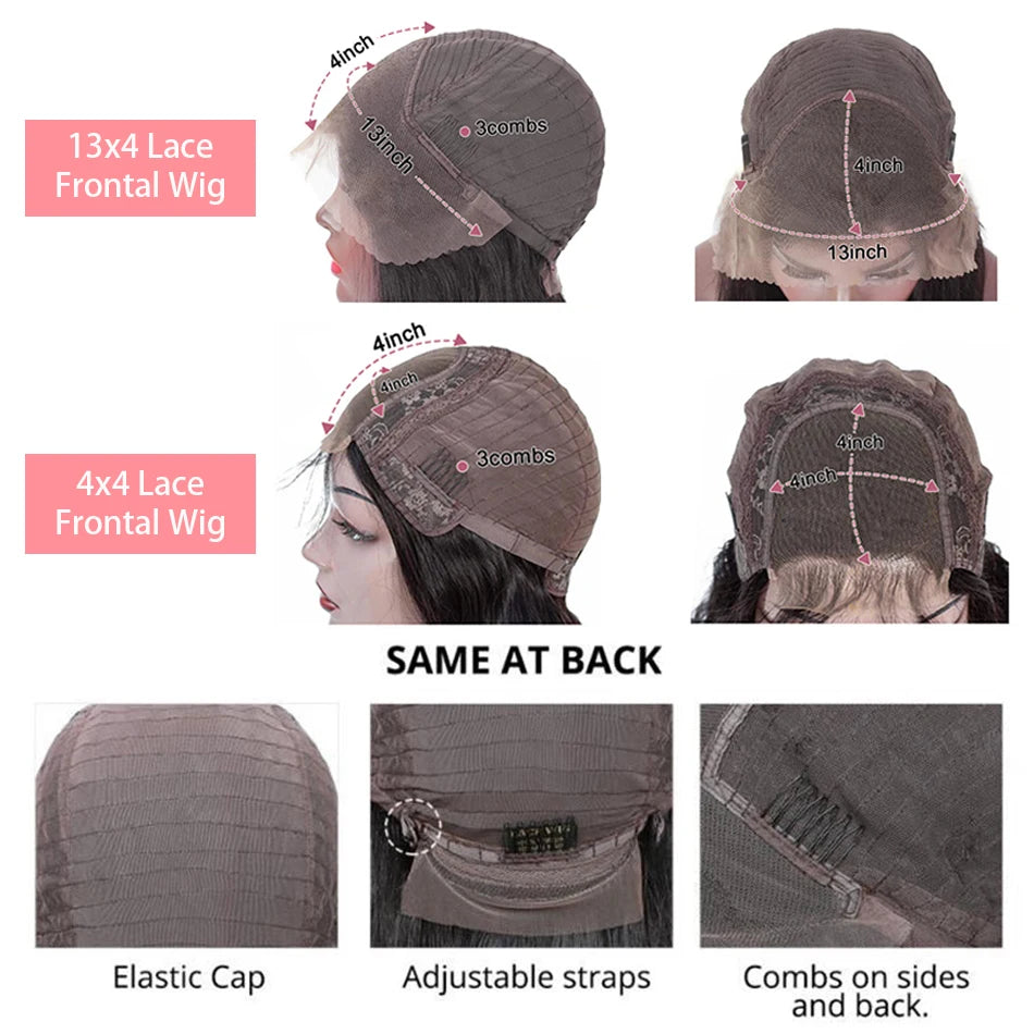 Bone Straight Bob 13x4 Lace Frontal Wigs Preplucked Brazilian 100% Human Hair Glueless Short Bob 4x4 Transparent Lace Front Wig