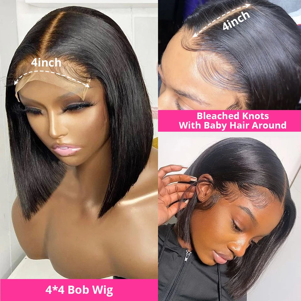 Bone Straight Bob Wig Lace Front Human Hair Wigs Pre Plucked HD Transparent Lace Frontal Wig 13x4 Frontal Wigs Isee Hair 180%