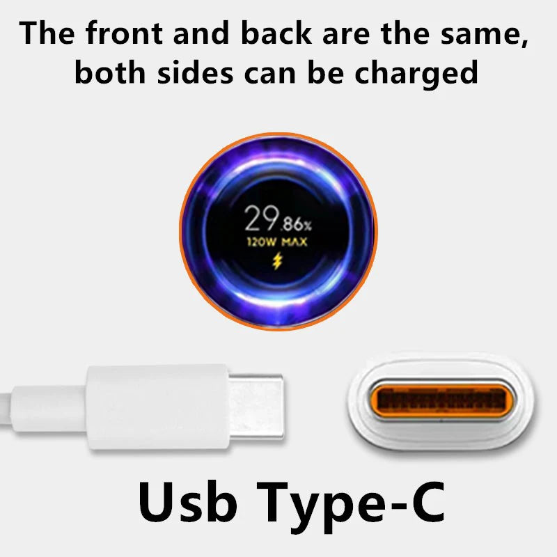 Original 120W USB Turbo Fast Charging Cable For Xiaomi mi 17 15 14 13 12 11 6A 67W Type C Cable Redmi Note 10 9 8 7 Pro K70 Poco